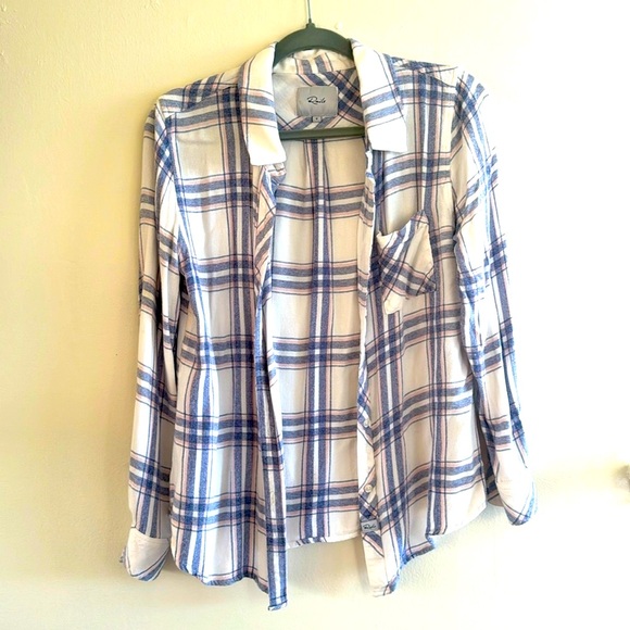 Rails Hunter Long Sleeve Button Down Plaid Shirt Small White Blush Patriot - Picture 2 of 6